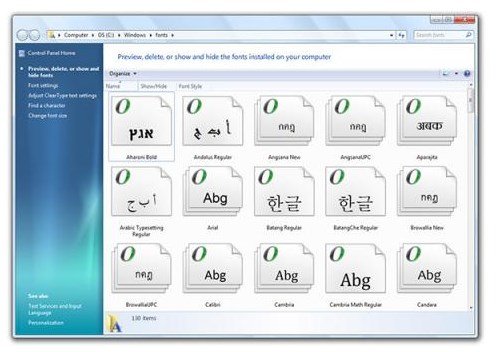 Як на компютері змінити шрифт windows 7?
