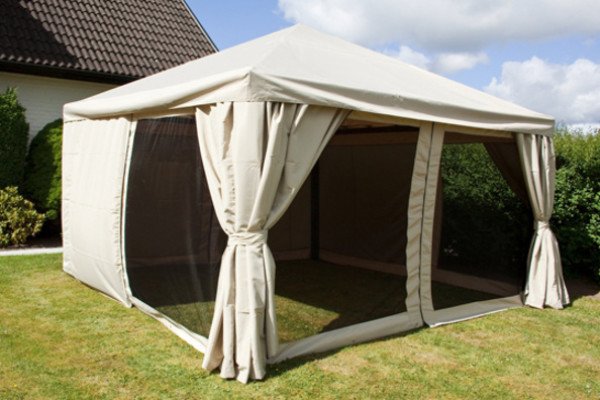 Намети для дачі: особливості конструкції, види з фото і схема складання