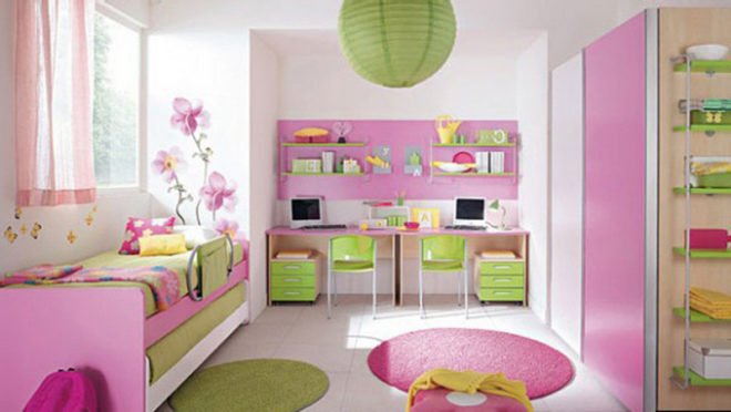 Дизайн інтерєру дитячої кімнати для двох дівчаток