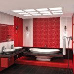 Фото дизайну ванної кімнати в червоних тонах