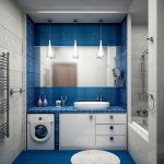 Фото дизайну ванної кімнати в синіх тонах