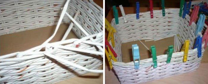 Кошик для білизни з газетних трубочок, етапи виготовлення