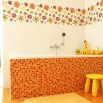 Фото дизайну ванної кімнати в помаранчевих тонах