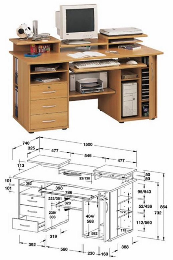 Як зробити компютерний стіл: ідеї, креслення з розмірами, покрокова інструкція, фото і відео