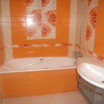 Фото дизайну ванної кімнати в помаранчевих тонах