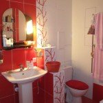 Фото дизайну ванної кімнати в червоних тонах