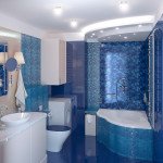 Фото дизайну ванної кімнати в синіх тонах