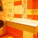 Фото дизайну ванної кімнати в помаранчевих тонах