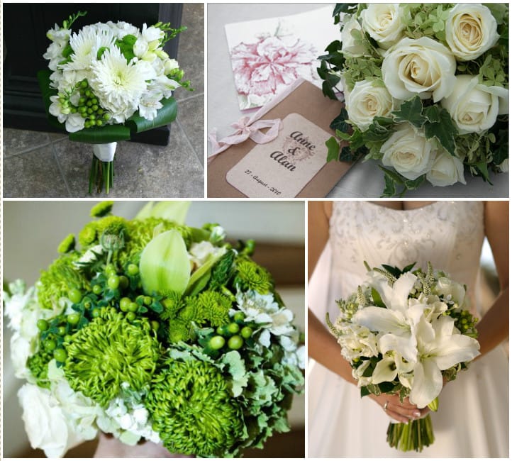 Біло зелений весільний букет: фото та варіанти оформлення Біло зелений весільний букет: фото та варіанти оформлення
