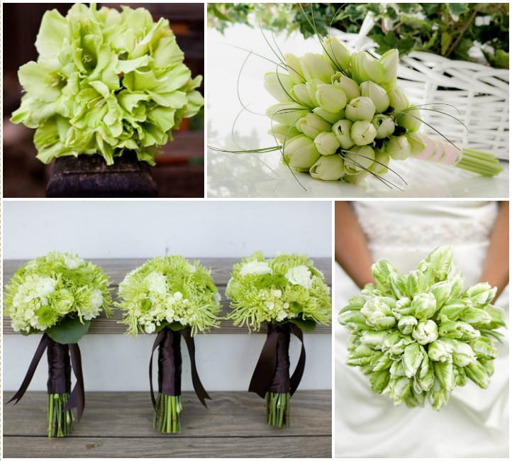 Біло зелений весільний букет: фото та варіанти оформлення Біло зелений весільний букет: фото та варіанти оформлення