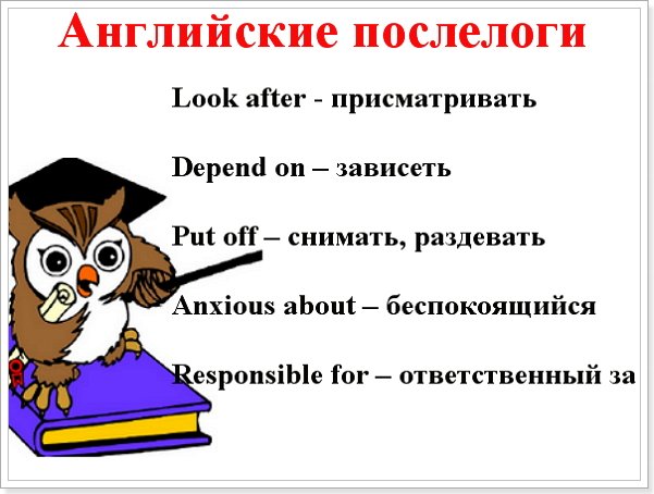 Використання послелогов в англійській мові