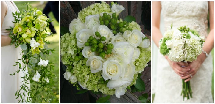Біло зелений весільний букет: фото та варіанти оформлення Біло зелений весільний букет: фото та варіанти оформлення