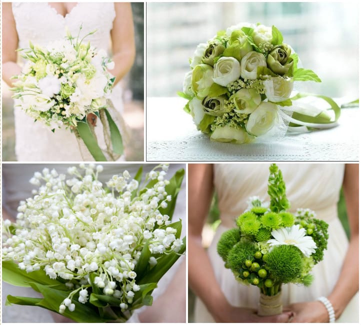 Біло зелений весільний букет: фото та варіанти оформлення Біло зелений весільний букет: фото та варіанти оформлення