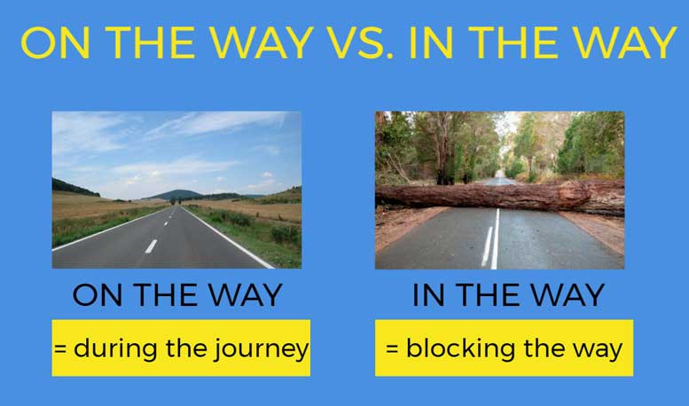 On the way / in the way – різниця і вправи