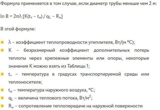 Розрахунок товщини теплоізоляції трубопроводів