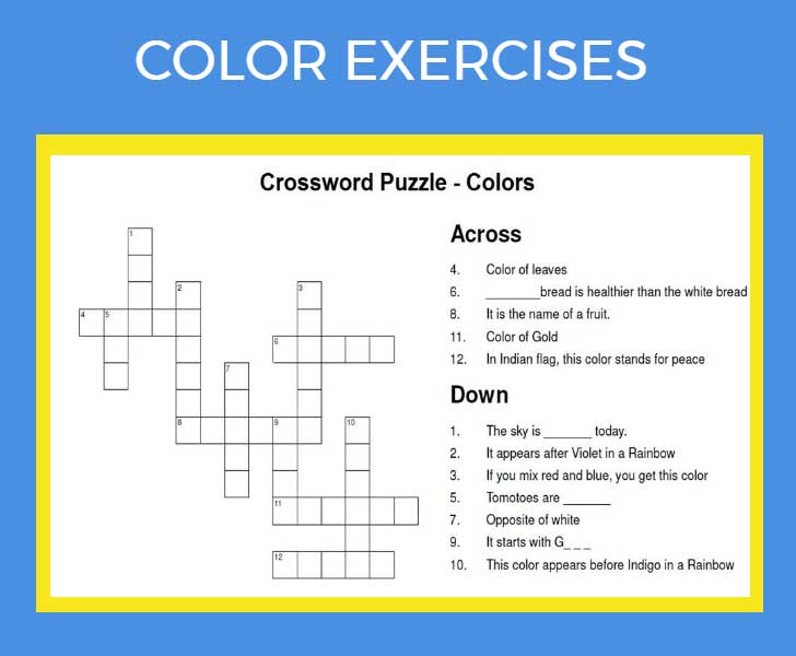 Вправи на кольору в англійській мові для дітей