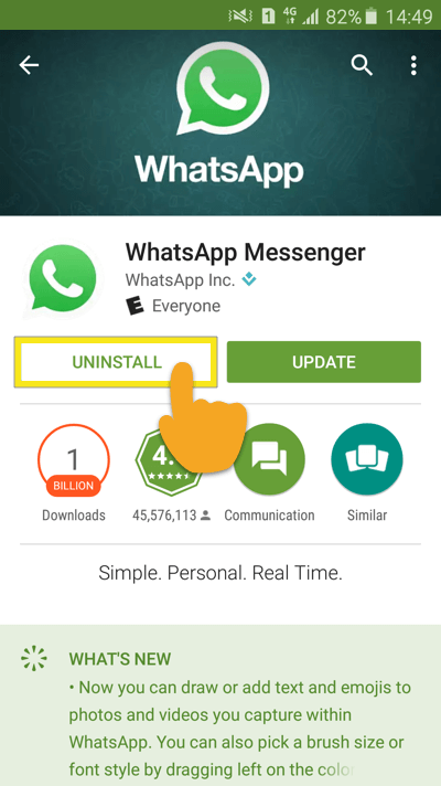 Як видалити WhatsApp Messenger