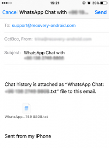 Експорт повідомлень WhatsApp по email на iPhone