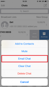 Експорт повідомлень WhatsApp по email на iPhone