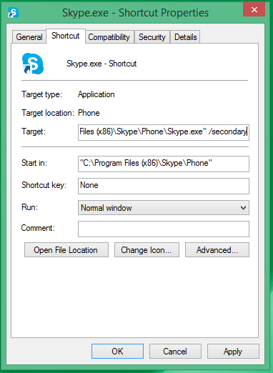 Запуск двох облікових записів Skype на робочому столі Windows