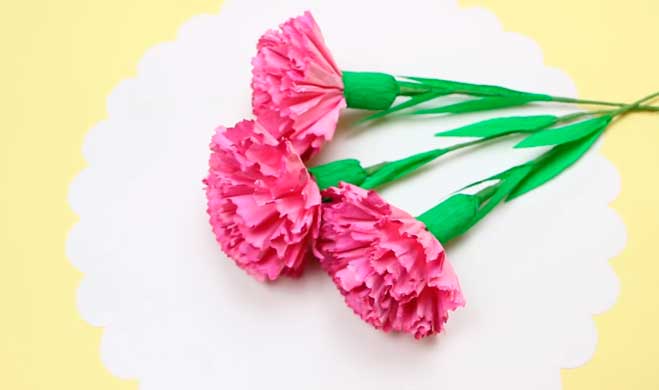 Гвоздика своїми руками з паперу для дітей на листівку. Як зробити гвоздику з гофрованого паперу