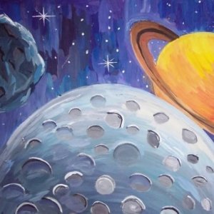 Малюнок на день космонавтики для дітей в дитячий сад або школу