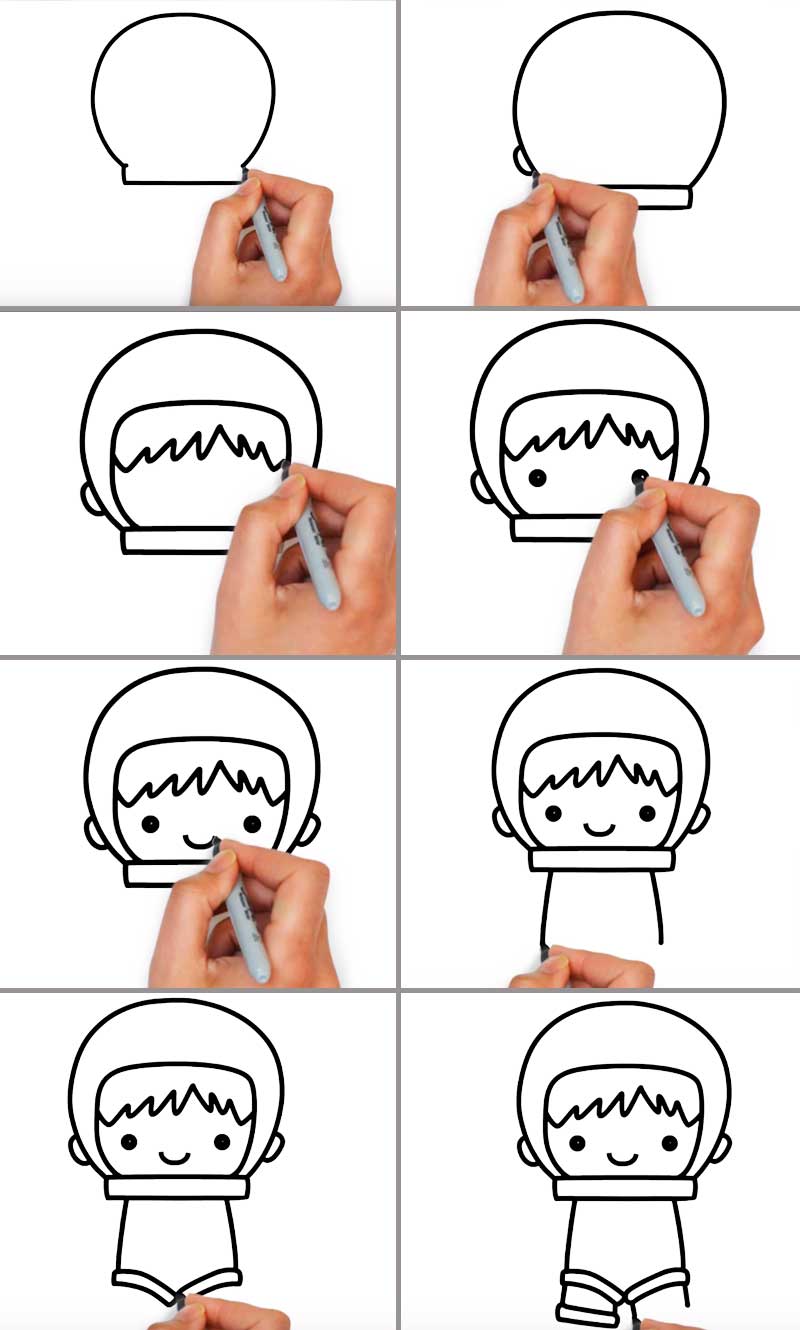 Малюнок на день космонавтики для дітей в дитячий сад або школу