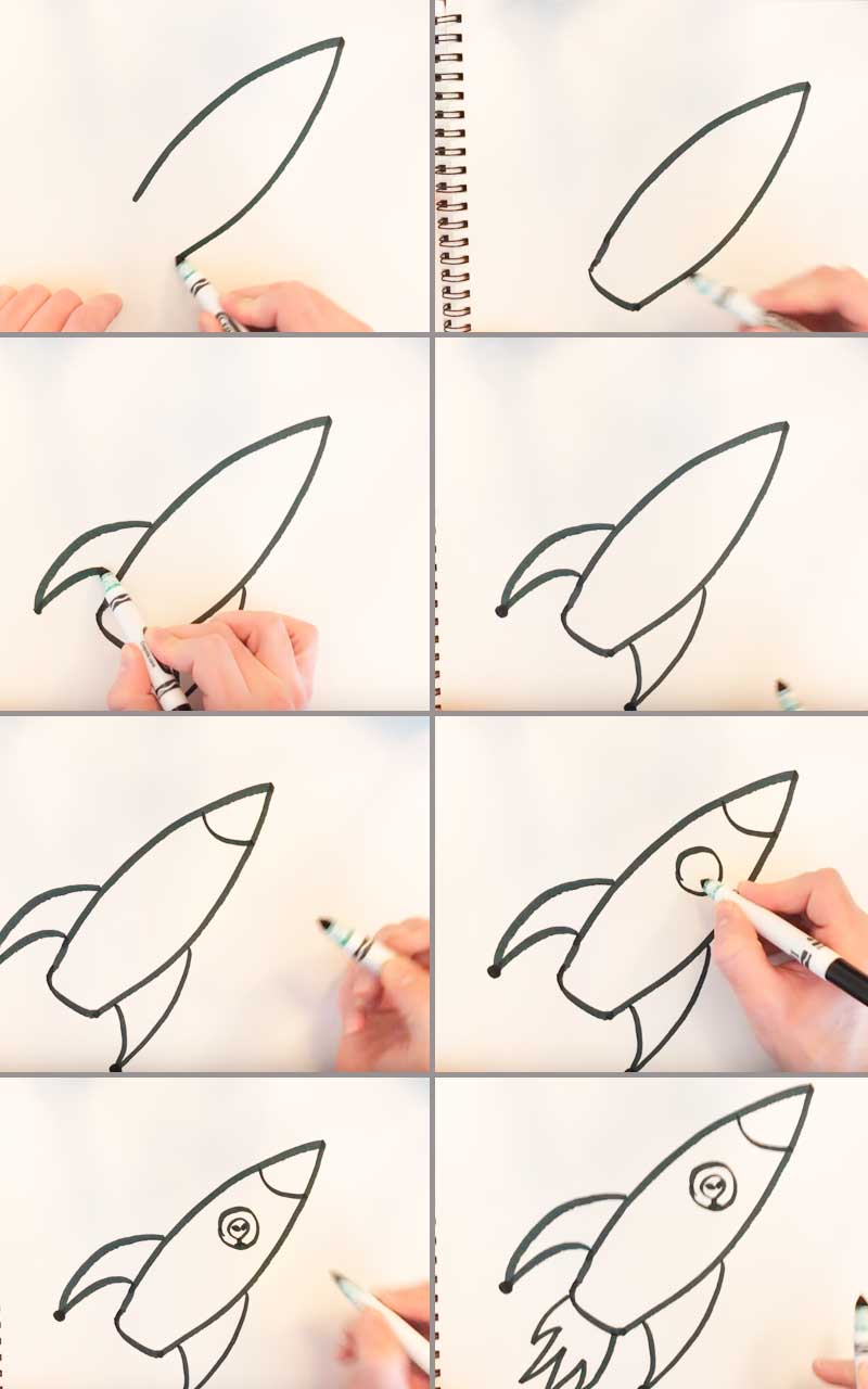 Малюнок на день космонавтики для дітей в дитячий сад або школу