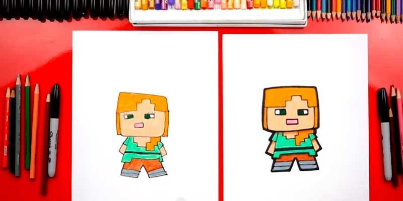 Як намалювати майнкрафт Стіва, Алекс, скіни по клітинках і олівцем