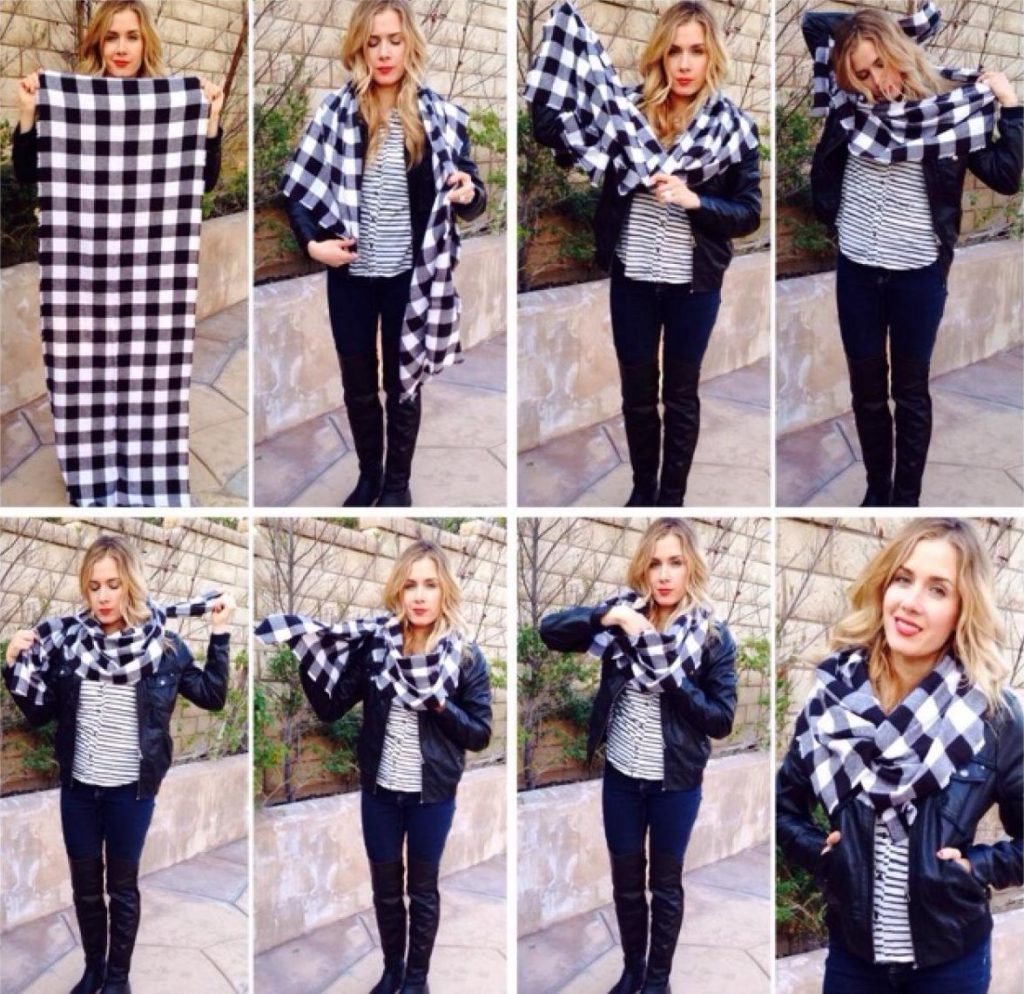 Як красиво завязати шарф   на сукню, футболку або куртку (50 фото)