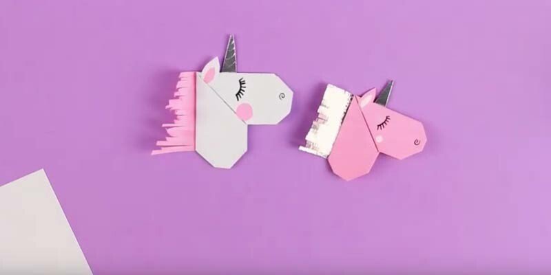 Закладка єдиноріг з паперу шаблони, роздруківки і схема орігамі Закладка єдиноріг з паперу шаблони, роздруківки і схема орігамі