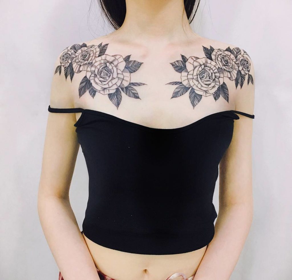 Жіночі тату на ключиці цікаві ідеї (70 фото) Жіночі тату на ключиці цікаві ідеї (70 фото)