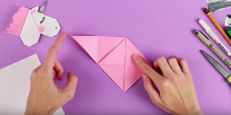 Закладка єдиноріг з паперу шаблони, роздруківки і схема орігамі Закладка єдиноріг з паперу шаблони, роздруківки і схема орігамі