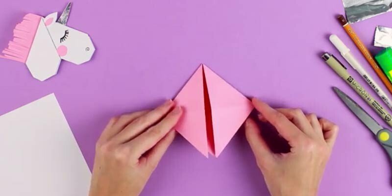 Закладка єдиноріг з паперу шаблони, роздруківки і схема орігамі Закладка єдиноріг з паперу шаблони, роздруківки і схема орігамі