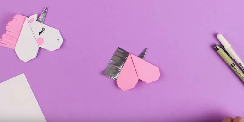 Закладка єдиноріг з паперу шаблони, роздруківки і схема орігамі Закладка єдиноріг з паперу шаблони, роздруківки і схема орігамі