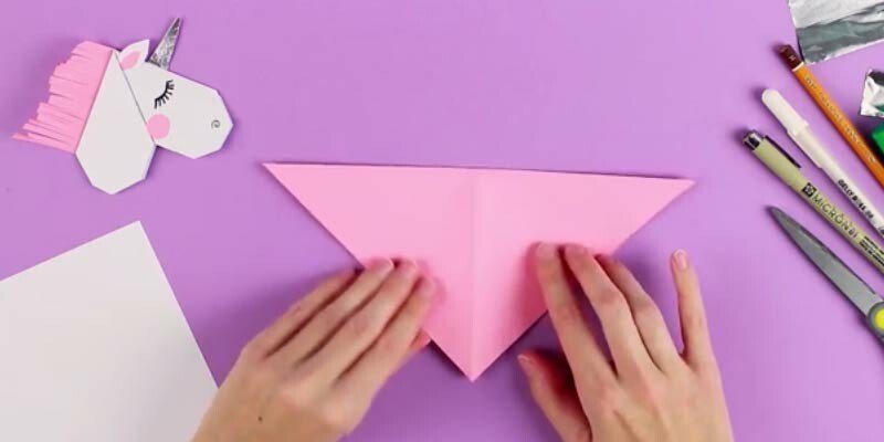 Закладка єдиноріг з паперу шаблони, роздруківки і схема орігамі Закладка єдиноріг з паперу шаблони, роздруківки і схема орігамі