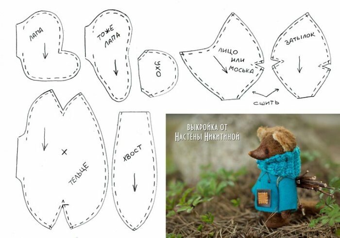 Мишка з фетру своїми руками з викрійками — символ 2020 року Мишка з фетру своїми руками з викрійками — символ 2020 року