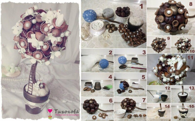 Вироби з каштанів на тему осінь у дитячий садок та школу