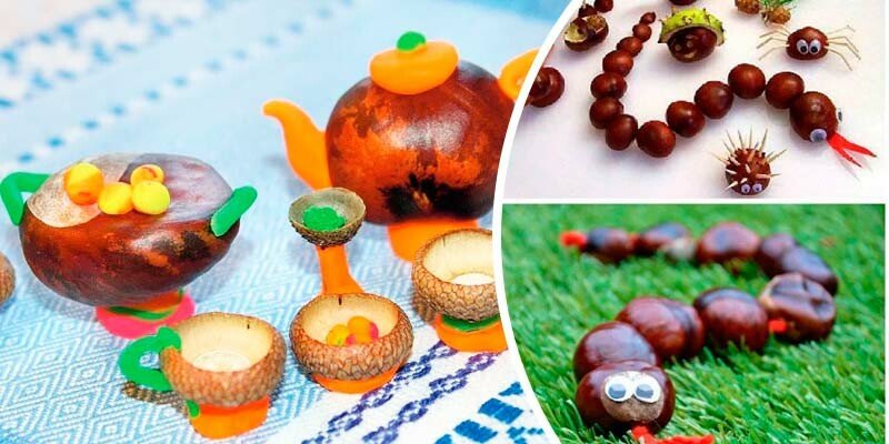 Вироби з каштанів на тему осінь у дитячий садок та школу