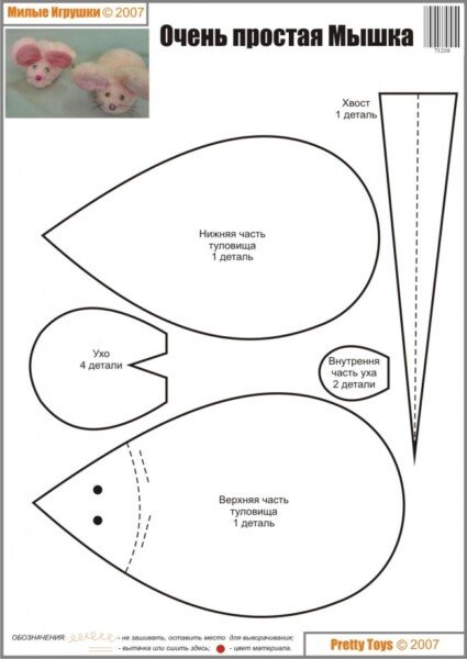 Мишка з фетру своїми руками з викрійками — символ 2020 року Мишка з фетру своїми руками з викрійками — символ 2020 року