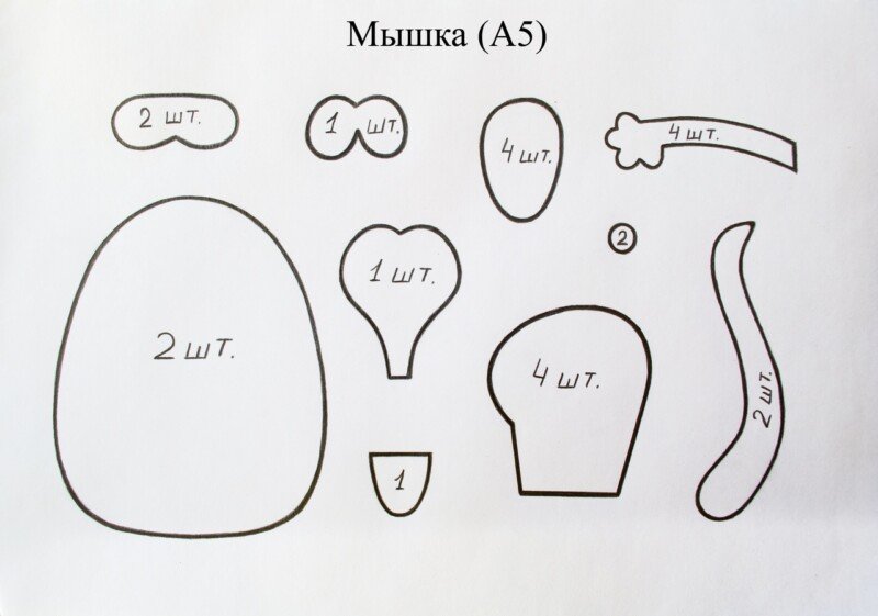 Мишка з фетру своїми руками з викрійками — символ 2020 року Мишка з фетру своїми руками з викрійками — символ 2020 року