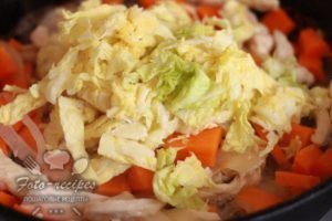 Овочеве рагу з куркою і капустою на сковороді   фото рецепт