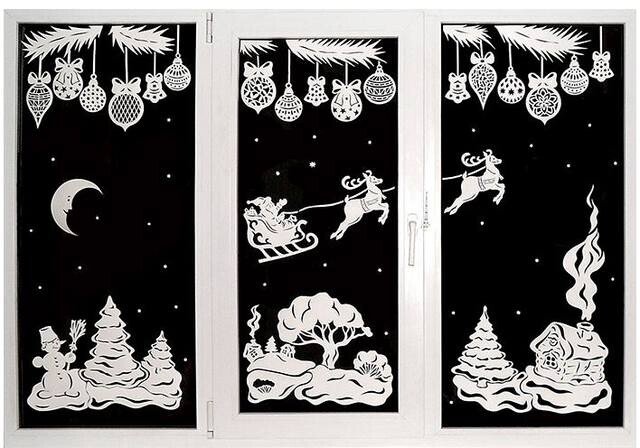 Трафарети на вікна до нового року 2020 для вирізання з паперу