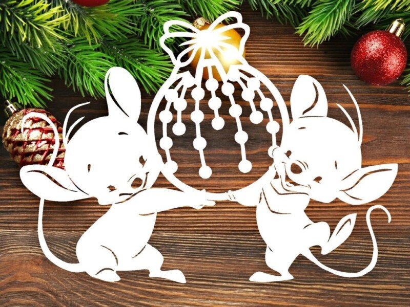 Трафарети на вікна до нового року 2020 для вирізання з паперу