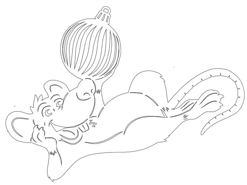 Трафарети миші (щура) для вирізання на новий рік 2020