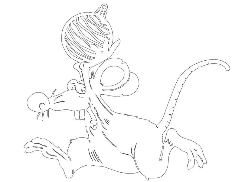 Трафарети миші (щура) для вирізання на новий рік 2020