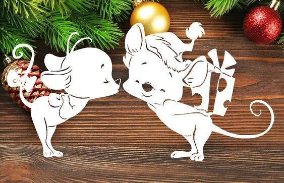 Трафарети миші (щура) для вирізання на новий рік 2020