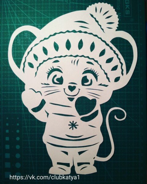 Трафарети миші (щура) для вирізання на новий рік 2020