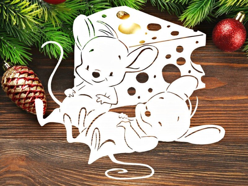 Трафарети миші (щура) для вирізання на новий рік 2020