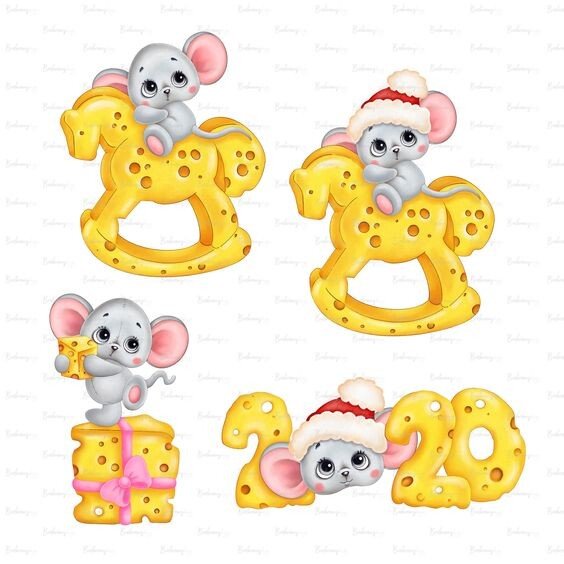 Трафарети миші (щура) для вирізання на новий рік 2020